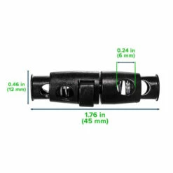 Two Hole Detachable Cord Lock - Black