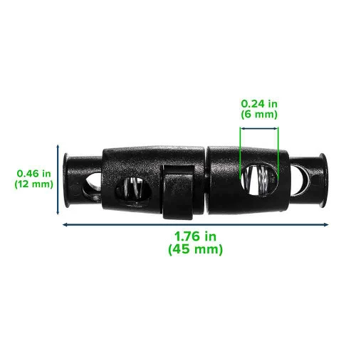 Two Hole Detachable Cord Lock - Black 3 Two Hole Detachable Cord Lock - Black