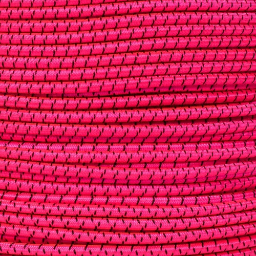 Neon Pink With Black X - 3/16 Inch Shock Cord 3 Neon Pink With Black X - 3/16 Inch Shock Cord