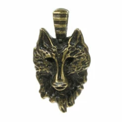 Bronze Wolf Face Pendant