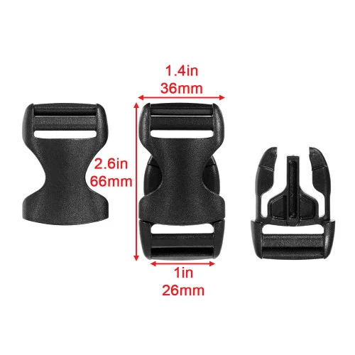 1 Inch Flat Double Bar Side Release Buckles - Black 4 1 Inch Flat Double Bar Side Release Buckles - Black - Image 2