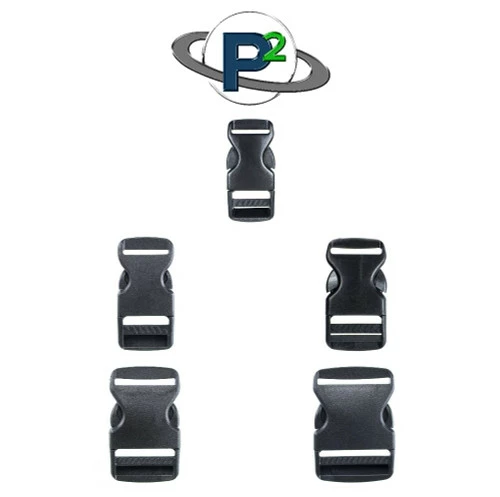Flat Black Plastic Side Release Buckles - Multiple Sizes 3 Flat Black Plastic Side Release Buckles - Multiple Sizes