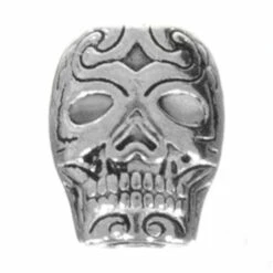 Flat Swirl Skull Bead - Silver