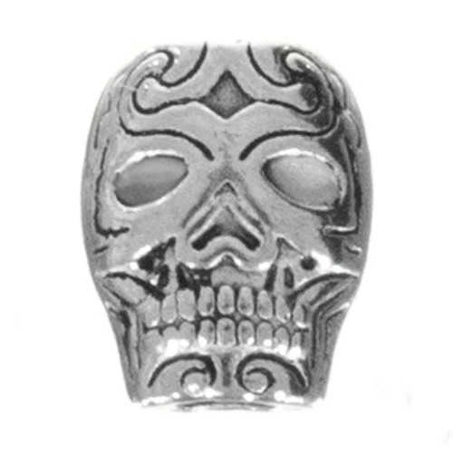 Flat Swirl Skull Bead - Silver 3 Flat Swirl Skull Bead - Silver