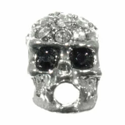 Glam Silver Skull Bead With Black Eyes