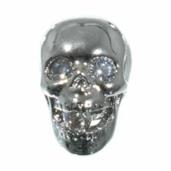 Jaw Dropper Skull With Rhinestones - Silver