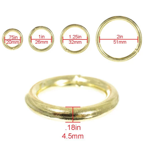 Brass Plated Steel O Rings - Multiple Sizes 3 Brass Plated Steel O Rings - Multiple Sizes
