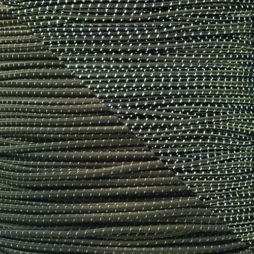 Olive Drab - 1/8 Inch Shock Cord With Reflective Tracers 3 Olive Drab - 1/8 Inch Shock Cord With Reflective Tracers