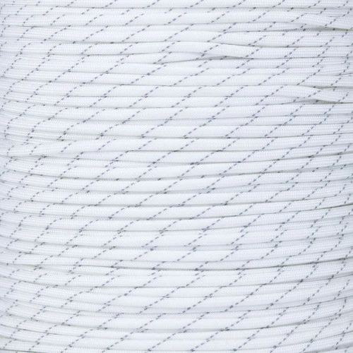White - 550 Paracord With Reflective Tracers 3 White - 550 Paracord With Reflective Tracers