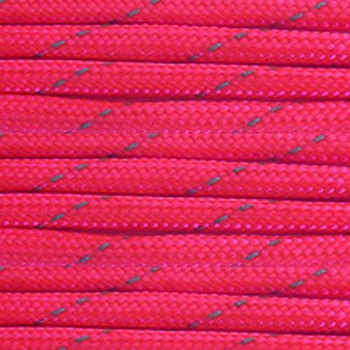 Neon Pink W/ Reflective Tracers 550 Paracord (7-Strand) - Spools 3 Neon Pink W/ Reflective Tracers 550 Paracord (7-Strand) - Spools