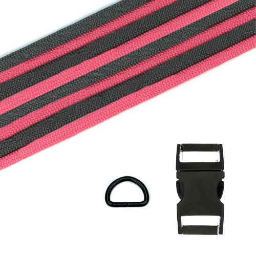 Paracord Dog Collar Kit - Salmon / Charcoal Gray 3 Paracord Dog Collar Kit - Salmon / Charcoal Gray