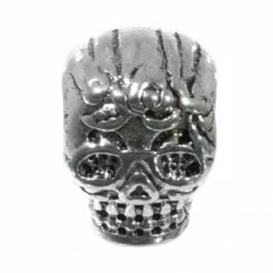 Rose Bud Skull Bead - Silver