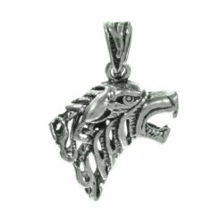 Dangle Wolf Head Pendant - Silver